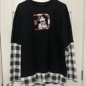 Black and White Mickey Mouse Long Sleeve Shirt